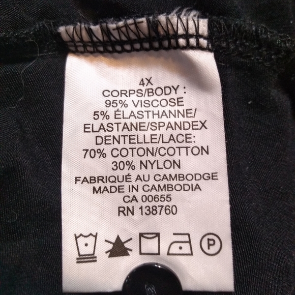 Penningtons Size 4X Black Lace Swing Tank Shirt, Sleeveless, Lined - Picture 5 of 8